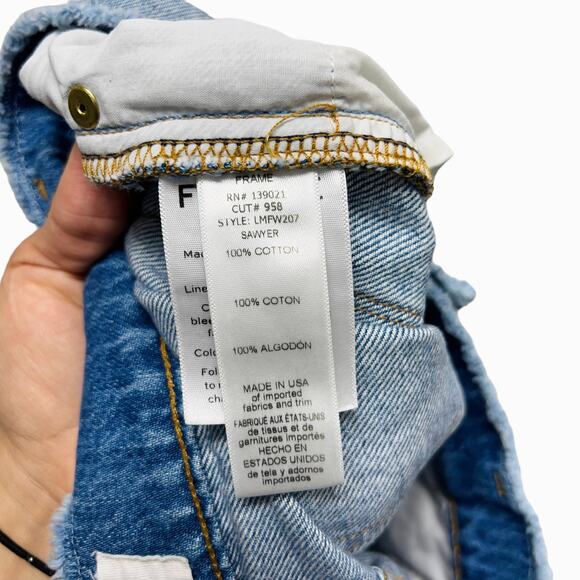 Frame Denim Frayed Mini Denim Skirt Sawyer Size 25 - Picture 9 of 11